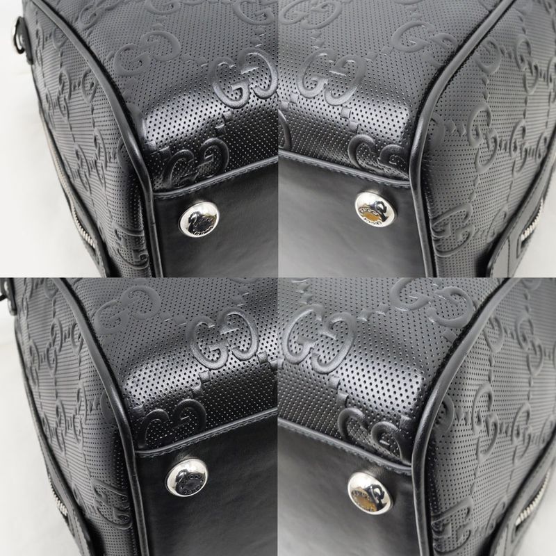 Gucci GG Embossed Boston Bag Black 725282 520981 Leather 2way Shoulder