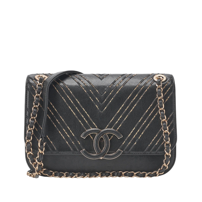 Chanel Shoulder Bag V Stitch Coco Lock Chain Shoulder Lambskin Black Gold