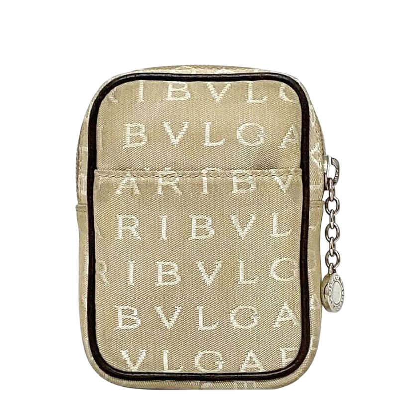 Bulgari Pouch Beige Brown Logomania 26545 Small Bag