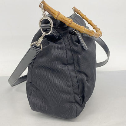 Gucci Handbag Bamboo 000 2058 0509 5 Nylon Black Silver Hardware 2way Bag Ladies