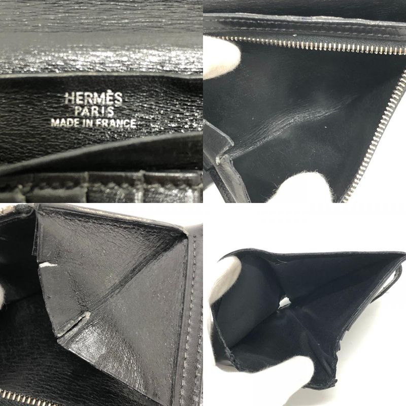 Hermes Bifold Wallet Bearn Compact Box Calf Black