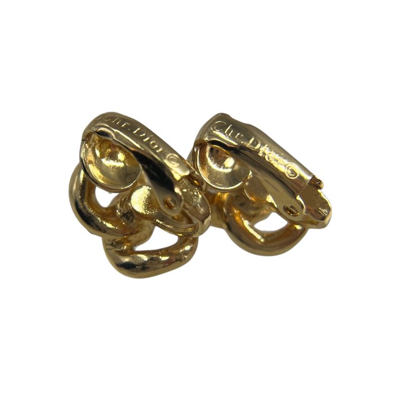 Christian DIOR Earrings Gold Plated Rhinestone Gold