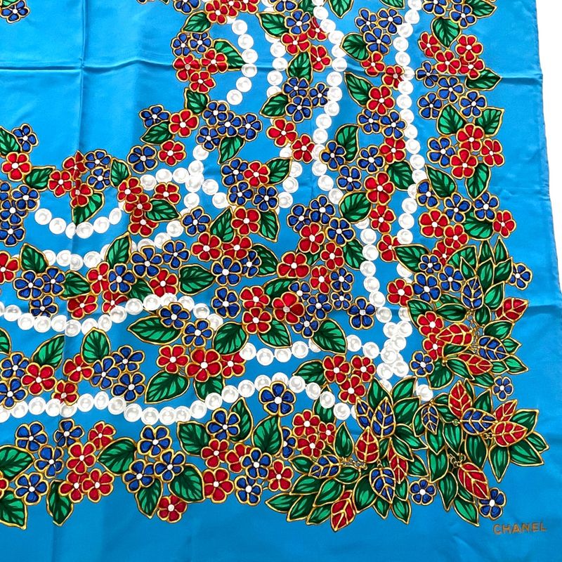 Chanel Large Scarf Silk Jewelry Pattern Multicolor