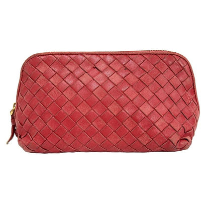 Bottega Veneta Pouch Intrecciato 132534 Red Leather