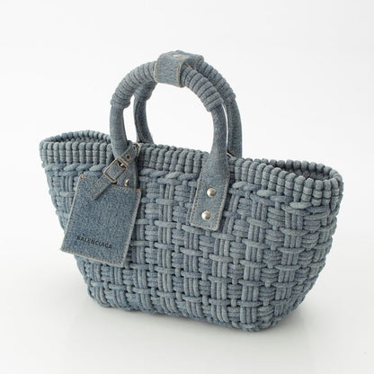Balenciaga Bistro XS Denim Basket 2WAY Shoulder Handbag 671342 Indigo Blue