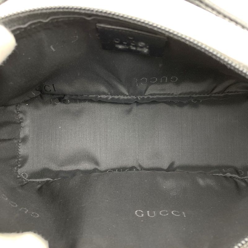 Gucci 039 1103 Handbag Accessory Pouch Black GG Canvas Ladies Men Fashion