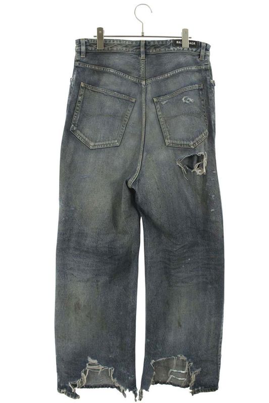Balenciaga 745213 Tnw01 Damaged Denim Pants Men's XS