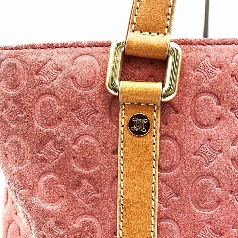 Celine Handbag Tote Bag C Macadam Suede Leather Pink Women's