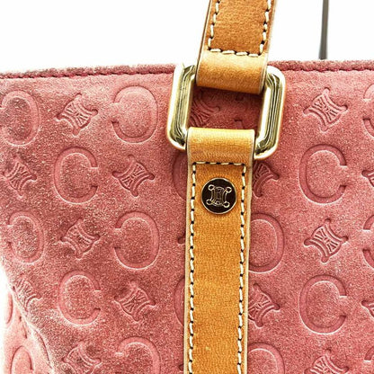 Celine Handbag Tote Bag C Macadam Suede Leather Pink Women's