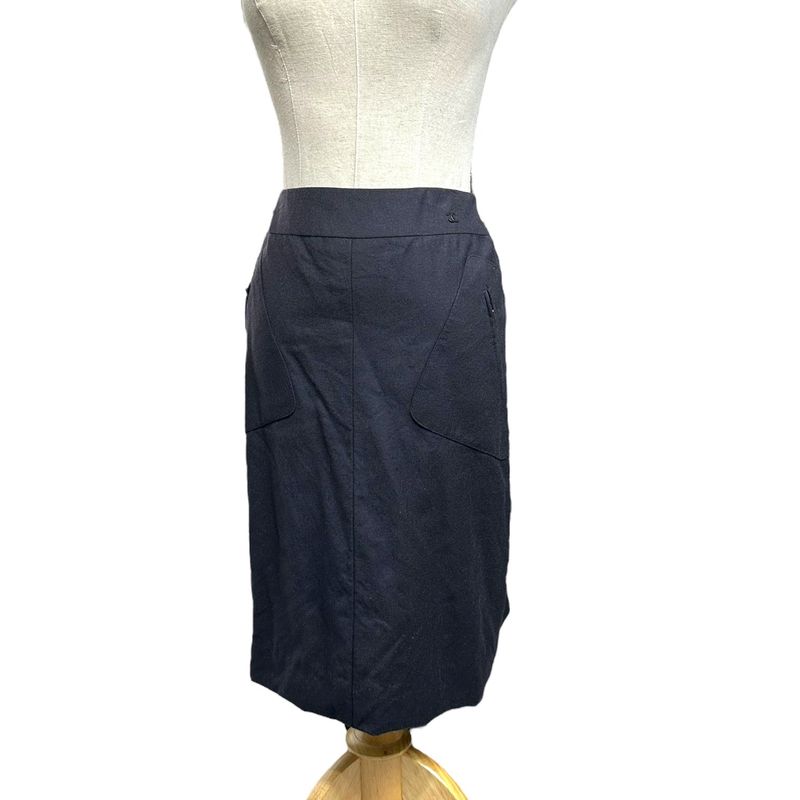 Chanel 03aw Wool Cashmere Silk Coco Mark Side Zip Skirt with Pockets Wool