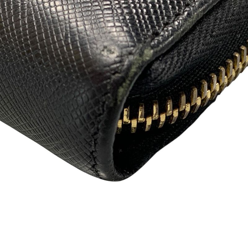 3347 Prada Saffiano Metal Saffiano Metal Round Zipper Long Wallet 1ml506 Black