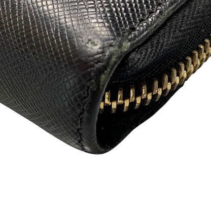 3347 Prada Saffiano Metal Saffiano Metal Round Zipper Long Wallet 1ml506 Black