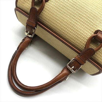 Celine Raffia Straw Hand Boston Bag Beige