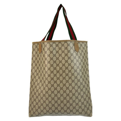 Gucci Vintage Sherry Line Beige GG Supreme Canvas/leather Tote Bag Shoulder Bag