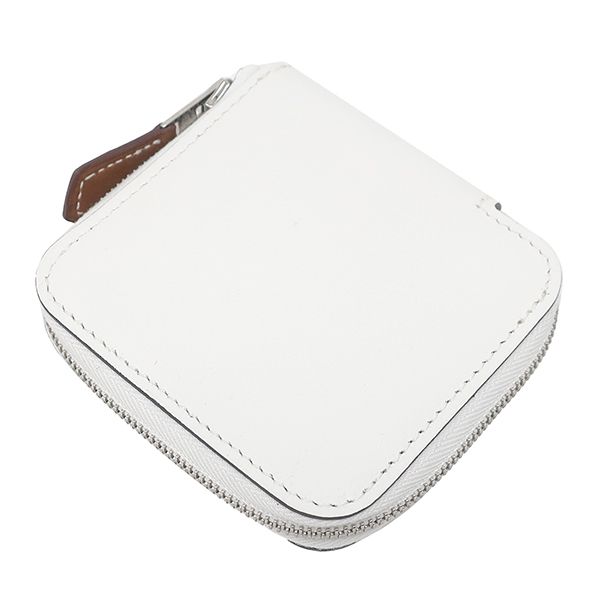 Hermes Coin Case Azap Silk Inn Mini Compact Vaux Epson New White Silver