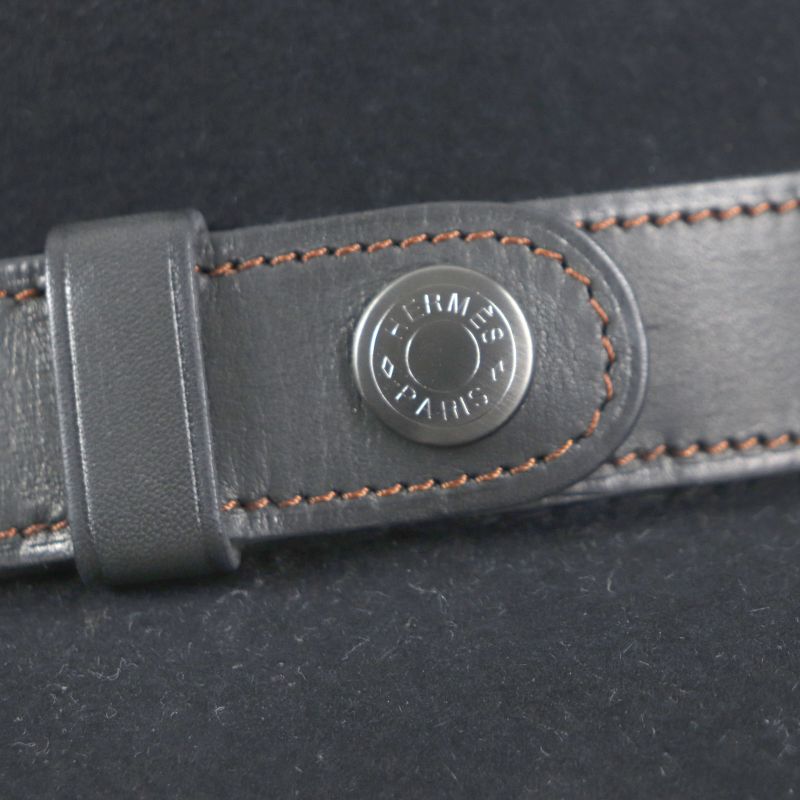 Hermes Lapin Felt 100% Leather Use Serie Button Medium Fold Hat Black 60 Made