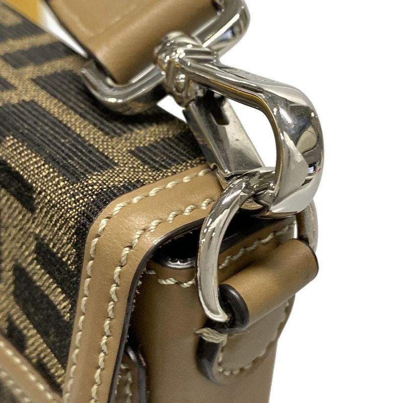 Fendi Shoulder Bag Baguette Soft Trunk Phone Pouch 7as139 Brown And Black Phone