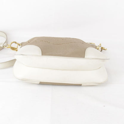 Prada Logo Jacquard Shoulder Bag Canvas Ladies