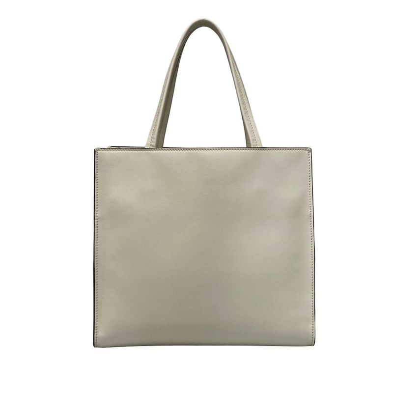 Prada Tote Bag - 1bg382 White Embossed Triangle Logo Leather