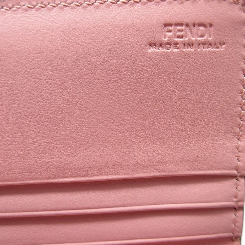 Fendi 8m0251 Continental Wallet Monster Leather Pink Bifold Long Wallet 1555