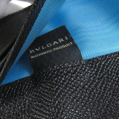 Bvlgari Leather Bvlgari Man Silver Hardware Long Wallet Black With Box Made In