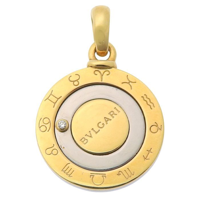 Bvlgari Bulgari Horoscope 1P Diamond Pendant Top 18K Yellow Gold SS 750 Yellow