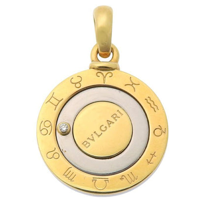 Bvlgari Bulgari Horoscope 1P Diamond Pendant Top 18K Yellow Gold SS 750 Yellow