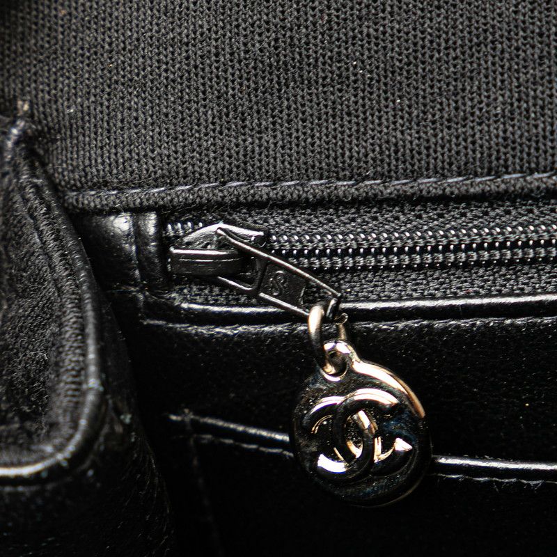 Chanel Matelasse 25 Coco Mark Handbag Top Handle Black Cotton Women Chanel