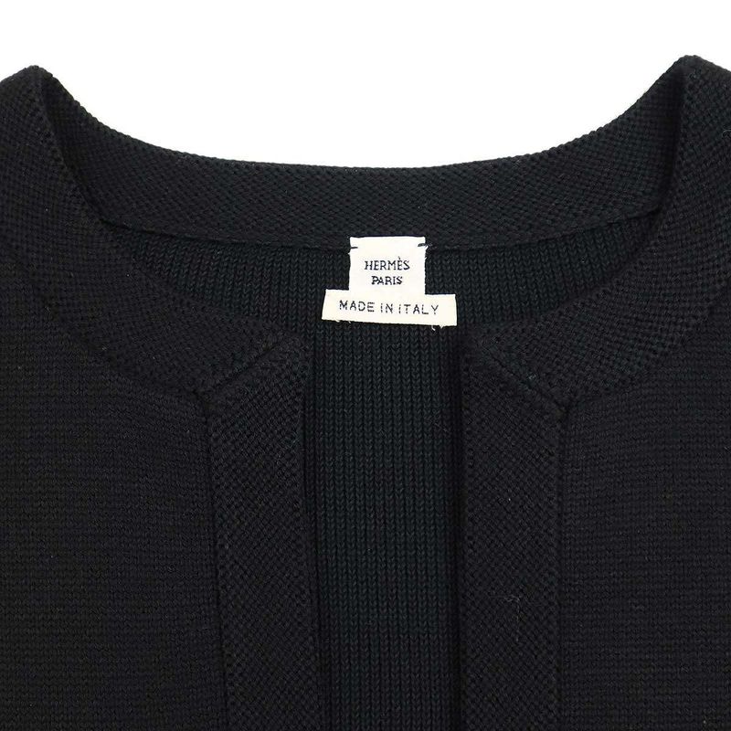 Hermes Jacquard Knit Bolero Cardigan Black 40