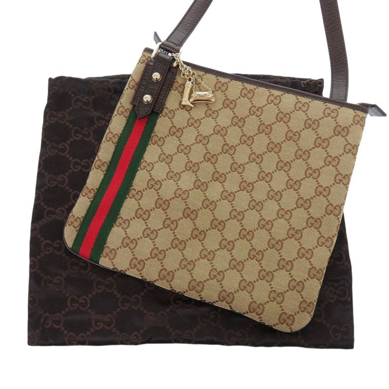 Gucci Sherry Line 144388 GG Canvas Beige Shoulder Bag 1300 Gucci