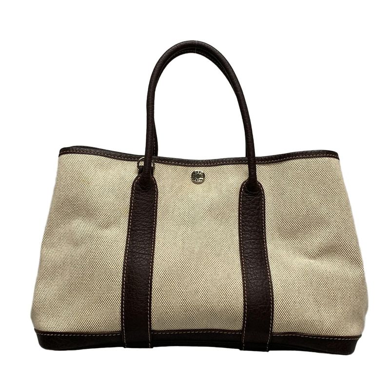 Hermes Garden Party TPM Ivory And Dark Brown Leather