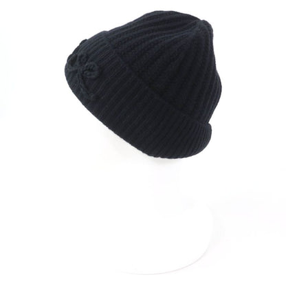 LOEWE Ksa9ot7x01 100% Wool Logo Embroidered Beanie Knit Hat Knit Cap Black Made
