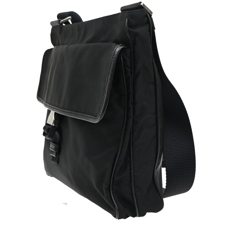 Prada Shoulder Bag Nylon Leather Black 87ka725