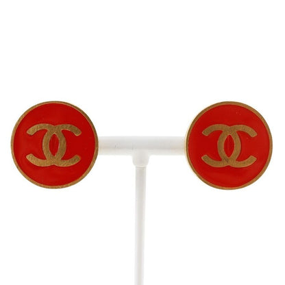 Chanel Coco Mark Gold Plated Red 01P Ladies 8.5g Earring