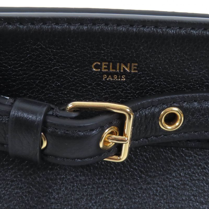Celine 19987 Conti Bag Grained Calfskin Supple With Logo Padlock With Key Black