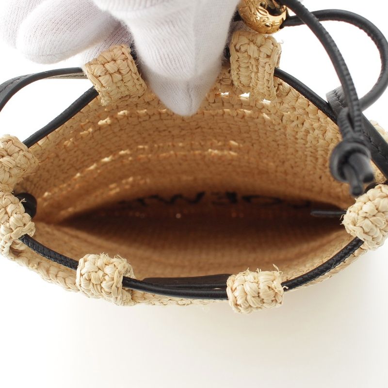 Loewe Raffia Drawstring Ring Pocket Shoulder Bag C756phpx01 Natural