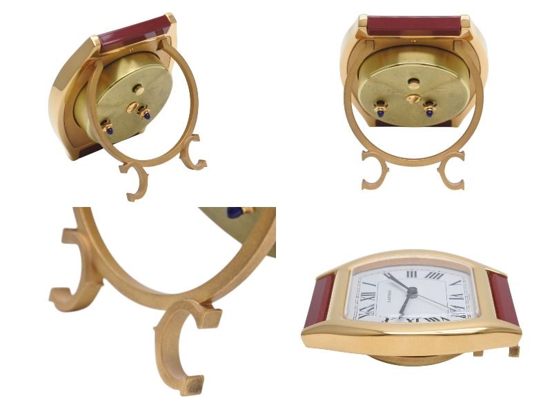 Cartier Tortue Table Clock White Dial Quartz White Gold Bordeaux Swiss — view 5