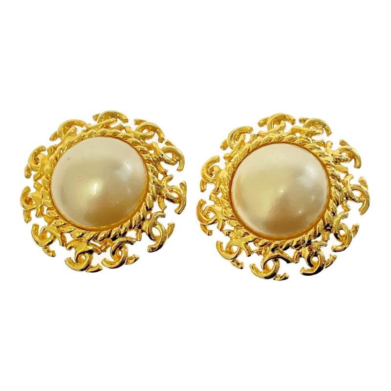 Chanel GP Faux Pearl 95a Coco Mark Earrings Gold 412394 Earrings