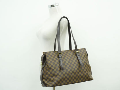 Authentic Louis Vuitton LV Chelsea Damier Ebène Shoulder Bag Tote Bag Brown