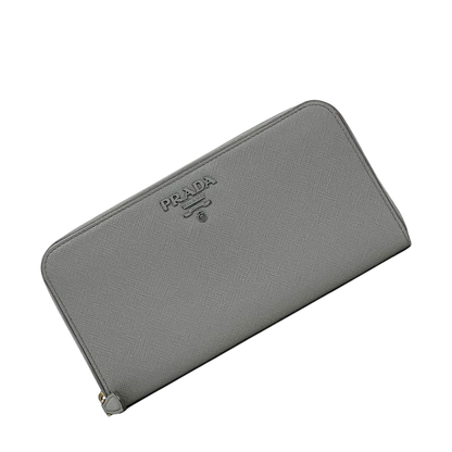 Prada Round Zipper Long Wallet Gray 1ml506 Excellent Condition Wallet