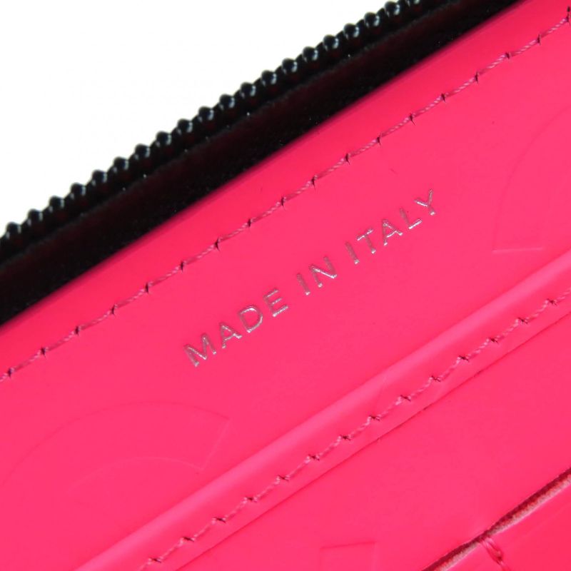 CHANEL A50078 Cambon Line Calfskin Enamel Coco Mark Round Zipper Long Wallet