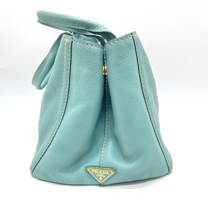 Prada Tote Bag Logo Canapa Bn1872 Leather Blue