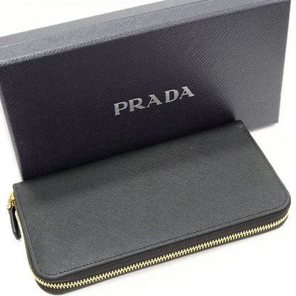 Prada Round Zipper Long Wallet With Change Pocket Saffiano Multicolor Zip