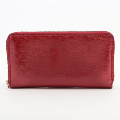 Gucci 308005 Leather Round Zip Wallet Long Red Made In Italy