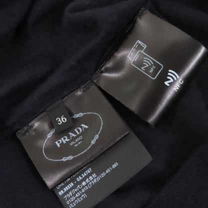 Prada 2023 P24d2q 100% Cashmere Crewneck Short Sleeve Knit Sweater Navy 36 Made