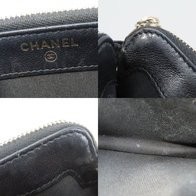 Chanel Shoulder Bag Chain Wallet Lamb Skin Black Gold Hardware Pochette