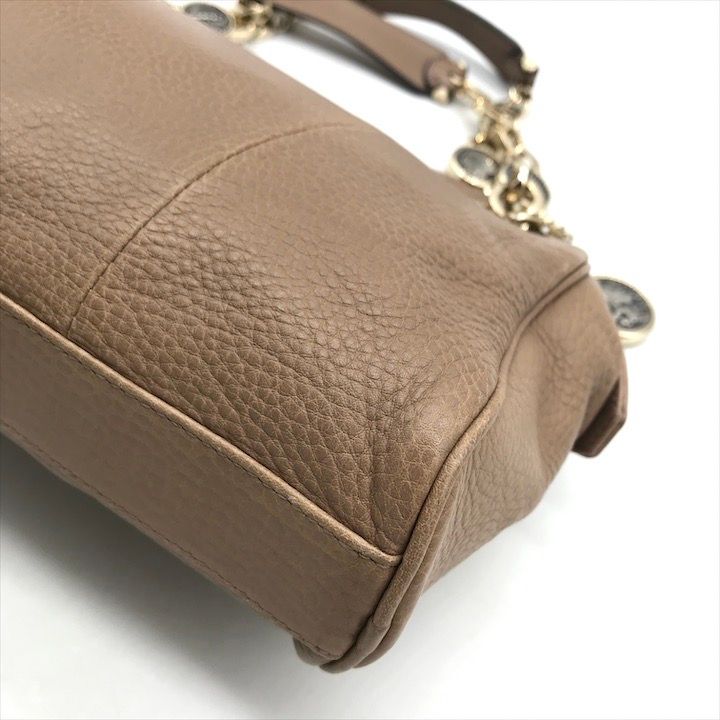 Bvlgari Monet Leather Chain Hand Bag Beige