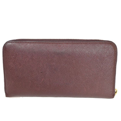 Prada Long Wallet Round Zipper Bordeaux Leather 02bs192