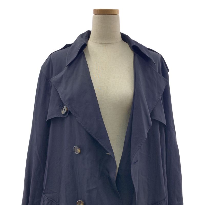 Celine - Phoebe Period Silk Blend Trench Coat - 36 - Navy - Women's