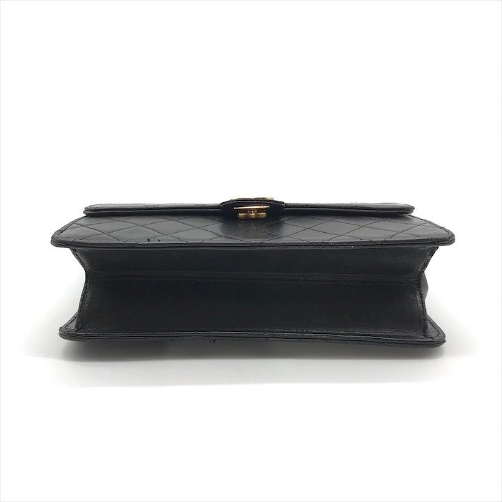 Chanel Quilted Lambskin CC Logo Push Lock Chain Shoulder Bag Black